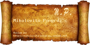 Mikolovits Pongrác névjegykártya